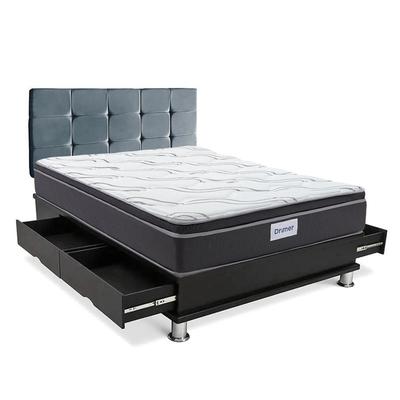DRIMER DORMITORIO CUADROS FUTUREPEDIC 2 PLAZAS + ALMOHADAS + PROTECTOR GRIS POCKET