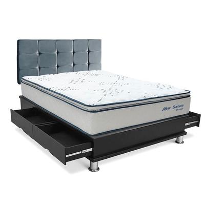 DRIMER DORMITORIO CUADROS NEW OZONO 2 PLAZAS + ALMOHADAS + PROTECTOR GRIS - POCKET