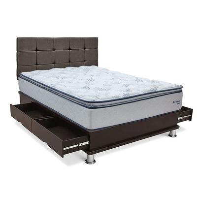 DRIMER DORMITORIO CUADROS NEW OZONO 2 PLAZAS + ALMOHADAS + PROTECTOR MARRON - POCKET