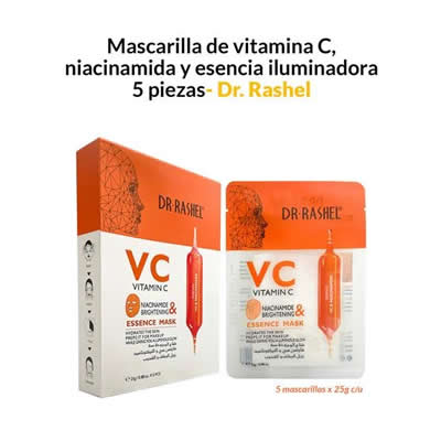 DR RASHEL MASCARILLA 5 UNIDADES VITAMINA C NIACINAMIDA Y ESENCIA ILUMINADORA 5 UNIDADES