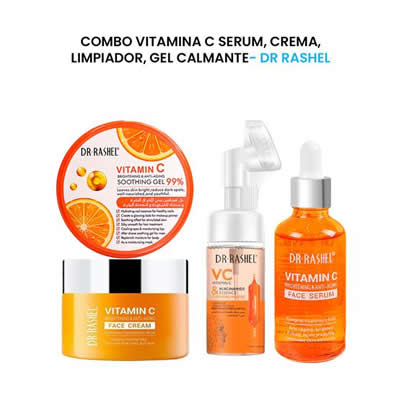 DR RASHEL SET TRATAMIENTO FACIAL VITAMINA C SERUM CREMA LIMPIADOR GEL CALMANTE