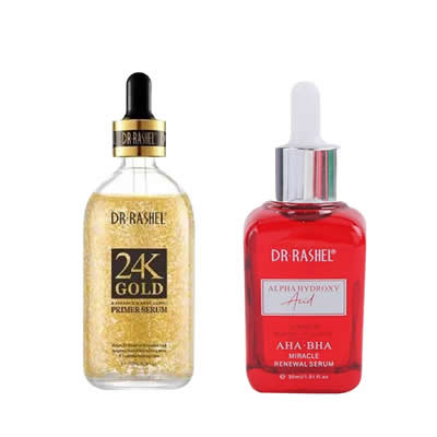 DR. RASHEL SERUM ALPHA HYDROXY ACID AHA-BHA + SERUM 24K GOLD DR RASHEL