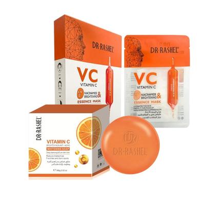 DR. RASHEL VITAMINA C JABON FACIAL 100GR + MASCARILLA VELO FACIAL 5 UNIDADES