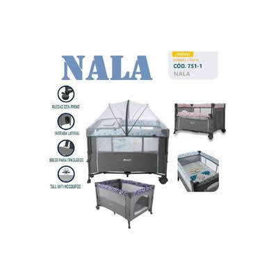 EBABY CUNA CORRAL NALA MULTICOLOR CON CAMBIADOR CON CINTURON