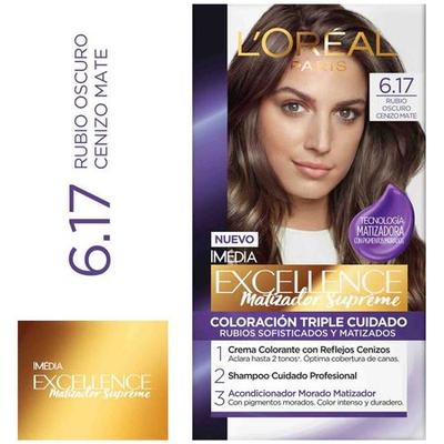 EXCELLENCE TINTE PARA CABELLO MUJER 6.17 RUBIO OSCURO CENIZO MATE 1UN