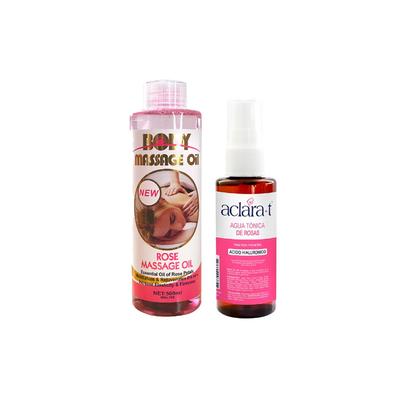 FRUIT OF THE WOKALI ACEITE MASAJEADOR DE ROSA 500ML + AGUA TONICA DE ROSAS 60ML + CREMA