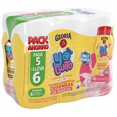 GLORIA ALIMENTO LACTEO PROBIOTICO YOGUITO SABOR A FRESA PAQUETE 6UN