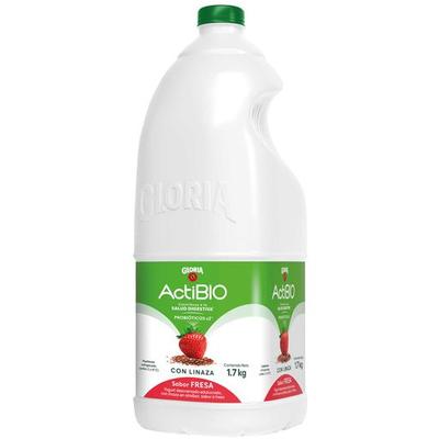 GLORIA YOGURT ACTIBIO CON LINAZA SABOR A FRESA GALONERA 1.7KG