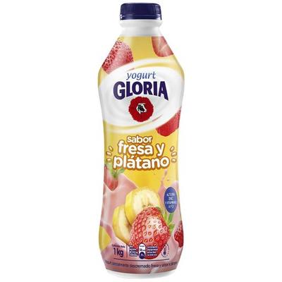 GLORIA YOGURT PARCIALMENTE DESCREMADO SABOR A FRESA Y PLATANO 1KG