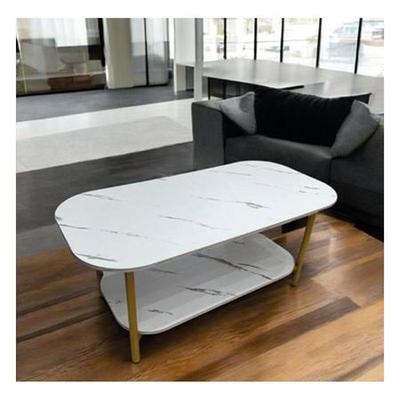 GRETAIL MESA DE CENTRO SALA SALITA 2 NIVELES SEMI OVALADA ELEGANTE BLANCA ZZ1011