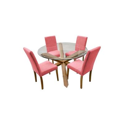 HOME PREMIUM JUEGO DE COMEDOR DE 4 SILLAS ITALO ROSA