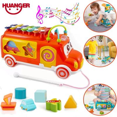 HUANGER CAMIONSITO MUSICAL XILOFONO Y BLOQUES DE CONSTRUCCION ROJO HE8023