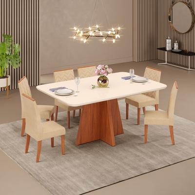 KAZ HOME JUEGO DE COMEDOR KAZ AMALIA 6 SILLAS OFF WHITE