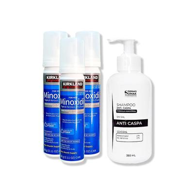 KIRKLAND ESPUMA 3 UNIDADES MINOXIDIL + SHAMPOO SIN SAL ANTICAIDA 250ML