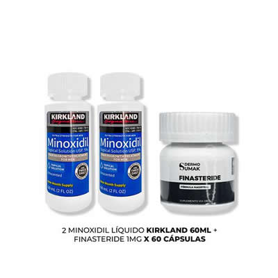 KIRKLAND TRATAMIENTO CAPILAR 2 UNIDADES MINOXIDIL LIQUIDO + FINASTERIDE 1MG 60 CAPSULAS