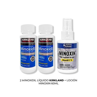 KIRKLAND TRATAMIENTO CAPILAR 2 UNIDADES MINOXIDIL LIQUIDO + LOCION MINOXIN 60ML