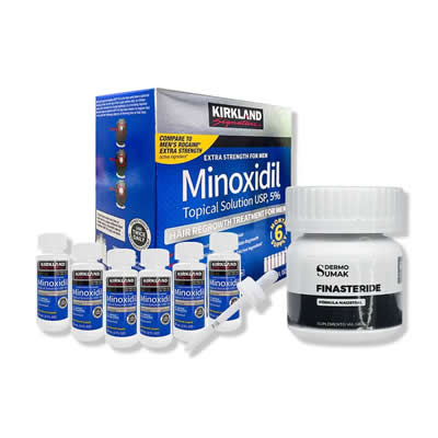KIRKLAND TRATAMIENTO CAPILAR 6 UNIDADES MINOXIDIL LIQUIDO + FINASTERIDE 1MG 60 CAPSULAS