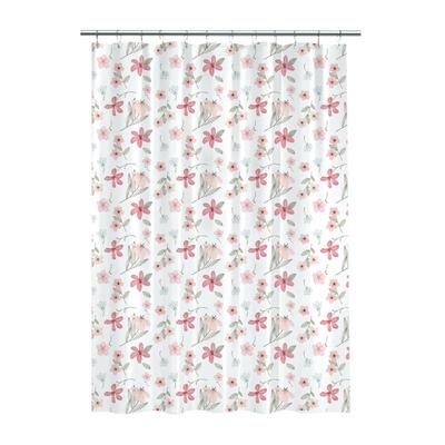 KREA CORTINA DE BAÑO POLIESTER CON GANCHOS FLORES