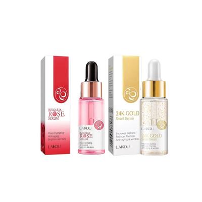 LAIKOU SERUM FACIAL ROSA BULGARIA + LAIKOU SERUM FACIAL FRANCIA ORO 24K ANTIEDAD 17 ML