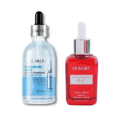 LAIKOU + DR. RASHEL SET SERUM FACIAL HIALURONICO + ALPHA HYDROXY ACID AHA-BHA