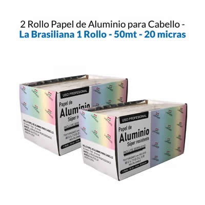 LA BRASILEÑA ROLLO PACK 2 PAPEL ALUMINIO CABELLO 50MT 15CM 20 MICRAS 2