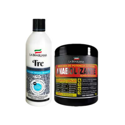 LA BRASILEÑA SHAMPOO TRE 3 EN 1 SIN SAL 500ML + ANABOLIZANTE CAPILAR 1L