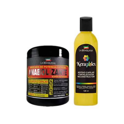 LA BRASILIANA ANABOLIZANTE CAPILAR 1LT + ADITIVO KERAPLEX FORTA Y RESTAUR 1LT + 120ML