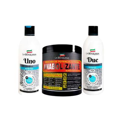LA BRASILIANA UNO 500GR + DUE 500GR + MASCARA ANABOLIZANTE PARA CABELLO 1KL
