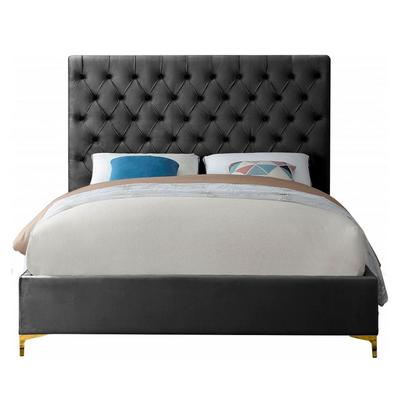 LEMUEBLE CAMA TAPIZADA CAPITONE ADDA GRIS OSCURO 1.5 PLZ