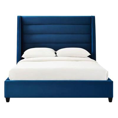 LEMUEBLE CAMA TAPIZADA LISTON 1.5 PLZ AZUL