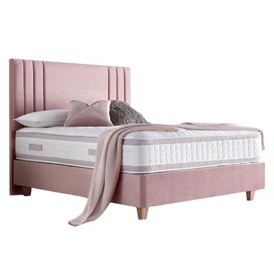 LEMUEBLE CAMA TAPIZADA LISTON 2 PLAZAS PALO ROSA