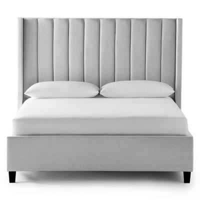 LEMUEBLE CAMA TAPIZADA LISTON 2 PLAZAS PLOMO CLARO - EUROPEO