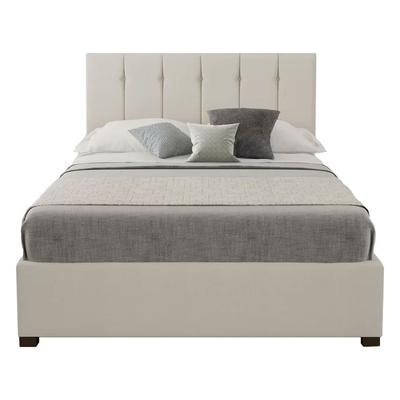 LEMUEBLE CAMA TAPIZADA LISTON CON BOTONES 2 PLAZAS BEIGE