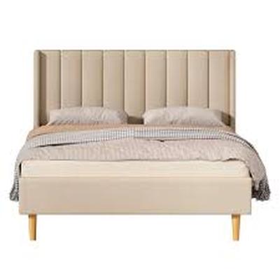 LEMUEBLE CAMA TAPIZADA LISTON CON PATAS VINTAGE 1.5 PLZ
