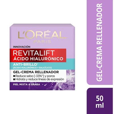 L'OREAL GEL CREMA REVITALIFT ACIDO HIALURONICO Y ACIDO SALICILICO 50ML