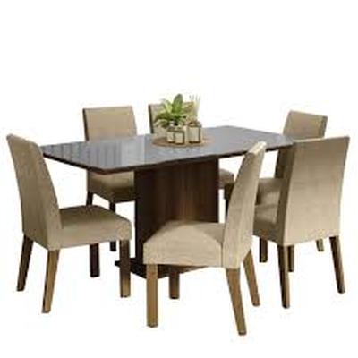 MADESA JUEGO DE COMEDOR ALEXIS CON 6 SILLAS TABLERO DE MADERA Y CUBIERTA DE CRISTAL