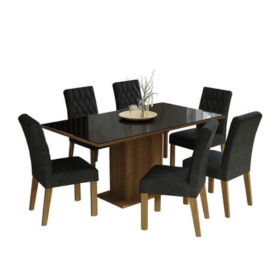 MADESA JUEGO DE COMEDOR GEORGIA CON 6 SILLAS MARRON//OXFORD