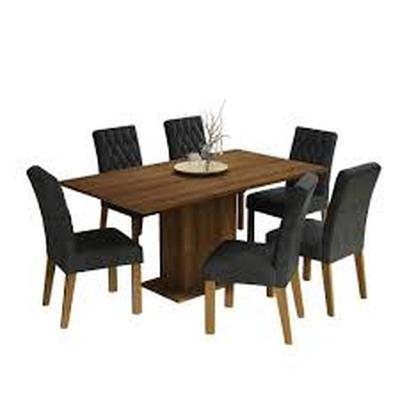 MADESA JUEGO DE COMEDOR HANNA CON 6 SILLAS MARRON/OXFORD