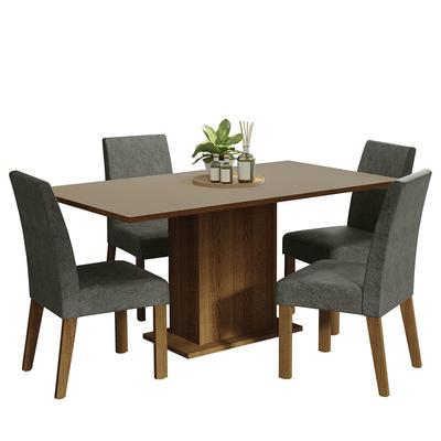MADESA JUEGO DE COMEDOR KEILA CON 4 SILLAS MARRON/CREMA/PLATA