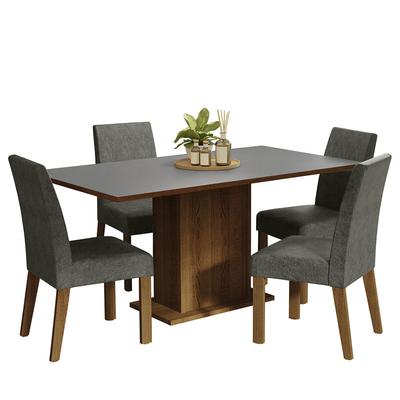 MADESA JUEGO DE COMEDOR KEILA CON 4 SILLAS MARRON/PLATA