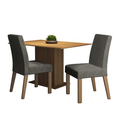MADESA JUEGO DE COMEDOR MANU CON 2 SILLAS MARRON/PLATA