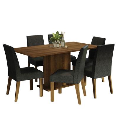 MADESA JUEGO DE COMEDOR RENATA CON 6 SILLAS MARRON/OXFORD