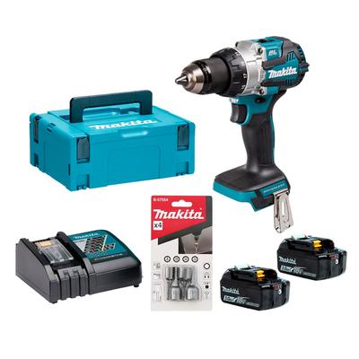MAKITA TALADRO PERCUTOR 1/2" 18V LXT BL BARETOOL + SET DADOS MAKITA