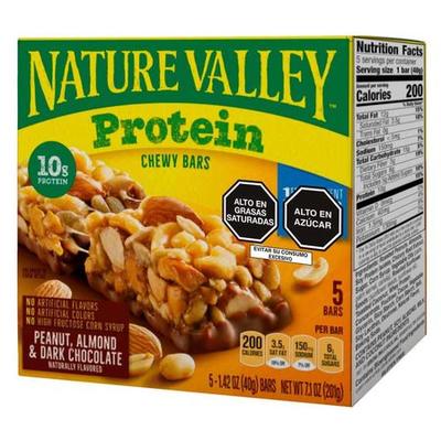 NATURE VALLEY BARRA DE CEREAL PROTEIN SABOR A MANI ALMENDRA Y CHOCOLATE 201G