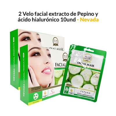 NEVADA NATURAL PRODUCTS MASCARILLA PRODUCTS PACK 2 VELO FACIAL EXTRACTO PEPINO Y ACIDO HIALURONICO 10 UNID