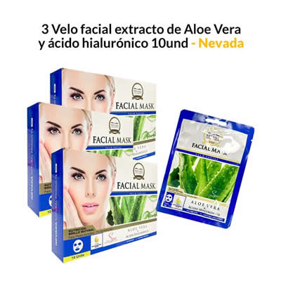 NEVADA NATURAL PRODUCTS MASCARILLA PRODUCTS PACK 3 VELO FACIAL EXTRACTO ALOE VERA Y ACIDO HIALURONICO 10 UNID