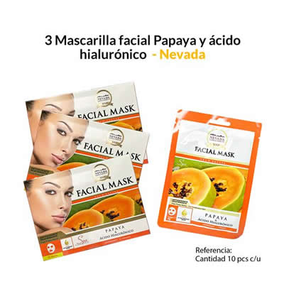 NEVADA NATURAL PRODUCTS MASCARILLA PRODUCTS PACK 3 VELO FACIAL EXTRACTO PAPAYA Y ACIDO HIALURONICO 10UND