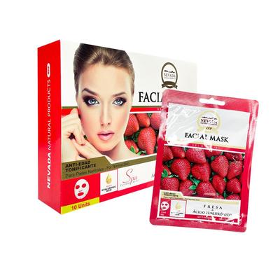 NEVADA NATURAL PRODUCTS MASCARILLA PRODUCTS VELO FACIAL EXTRACTO FRESA Y ACIDO HIALURONICO 10 UNIDADES
