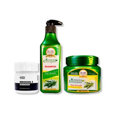 NEVADA NATURAL PRODUCTS MINOXIDIL 5MG CAPS 60 + SHAMPOO ROMERO 320ML + CREMA DE CRECIMIENTO