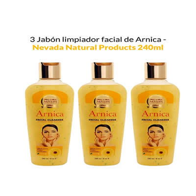 NEVADA NATURAL PRODUCTS PACK 3 DESMAQUILLANTE FACIAL PRODUCTS JABON LIMPIADOR ARNICA 240 ML